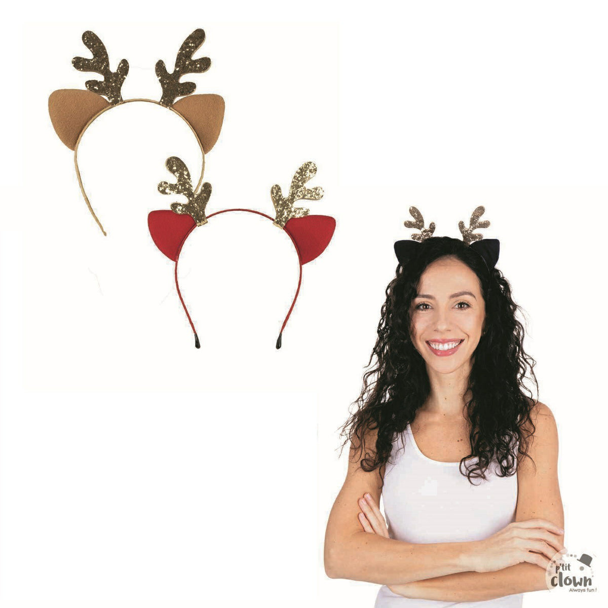 Reindeer Horn Headband Assorted Colours