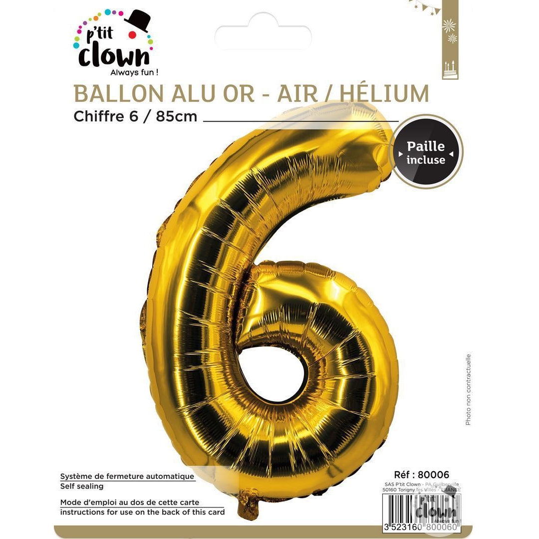 Foil Balloon Number Gold - 6