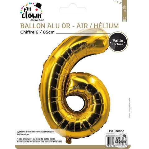 Foil Balloon Number Gold - 6