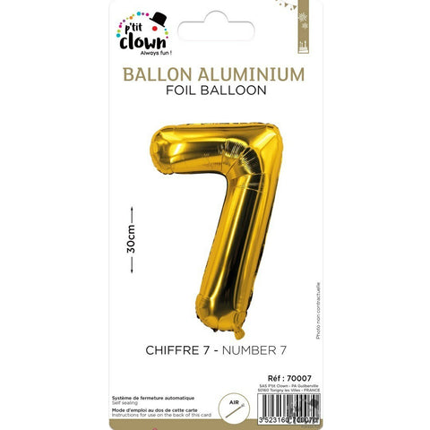 Foil Balloon Number Gold S - 7