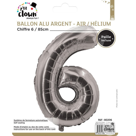 Foil Balloon Number Silver - 6