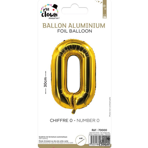 Foil Balloon Number Gold S - 0
