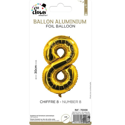 Foil Balloon Number Gold S - 8
