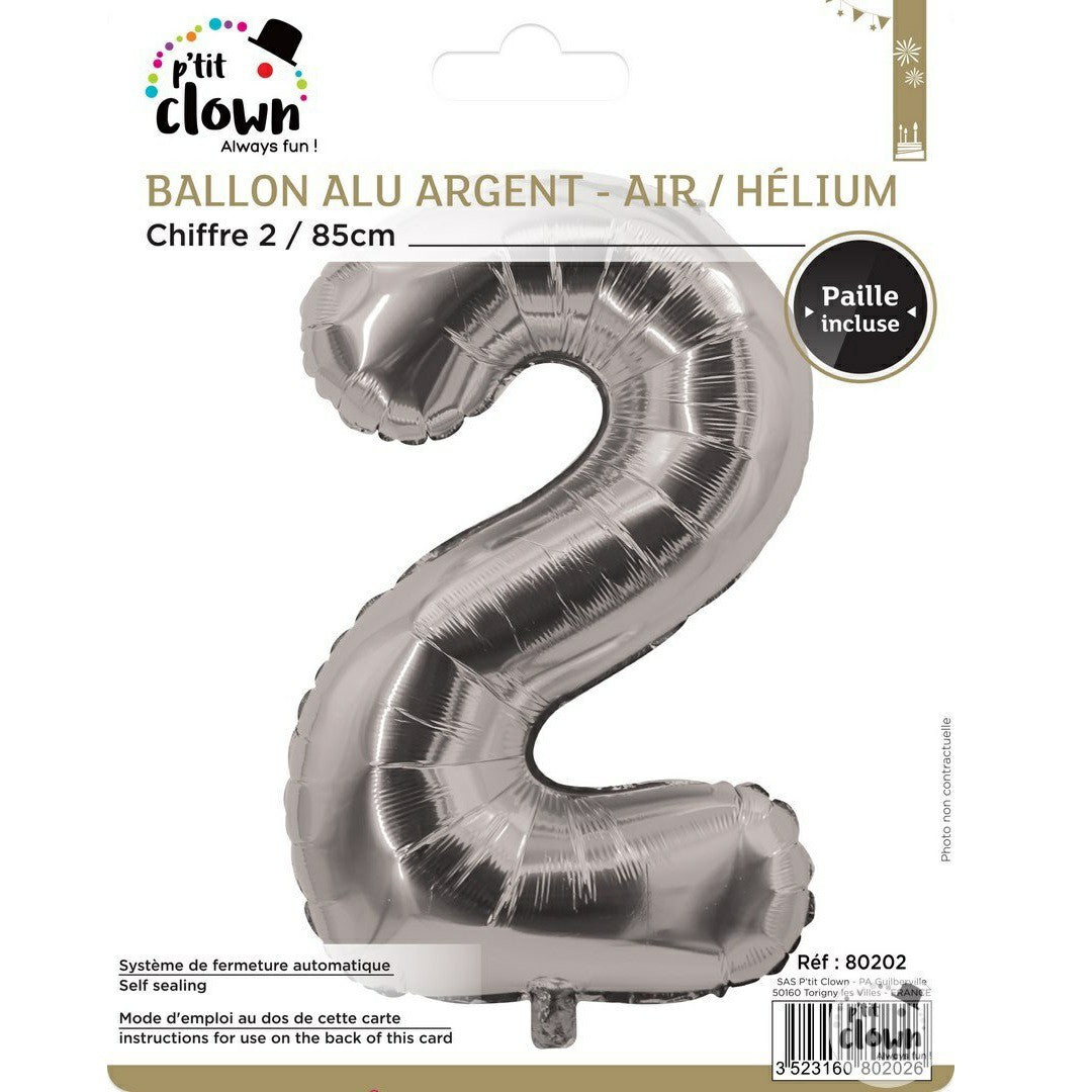 Foil Balloon Number Silver - 2