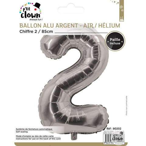Foil Balloon Number Silver - 2