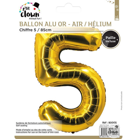 Foil Balloon Number Gold - 5