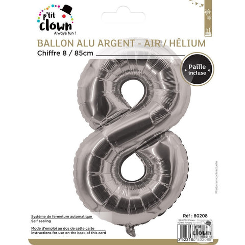 Foil Balloon Number Silver - 8