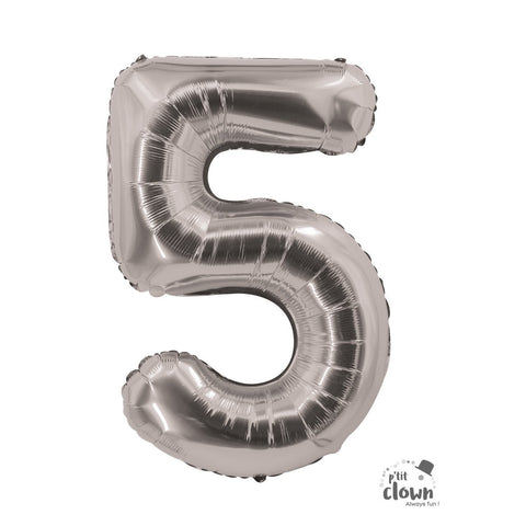 Foil Balloon Number Silver S - 5