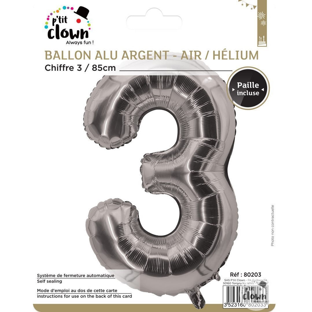 بالون فويل رقم فضي - 3