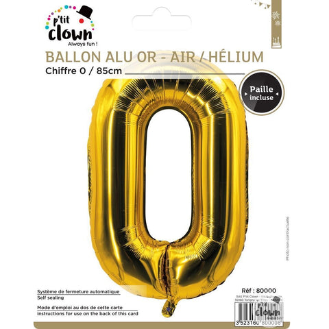 Foil Balloon Number Gold - 0