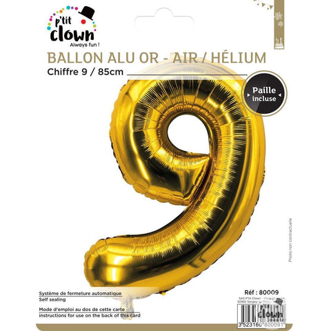 Foil Balloon Number Gold - 9