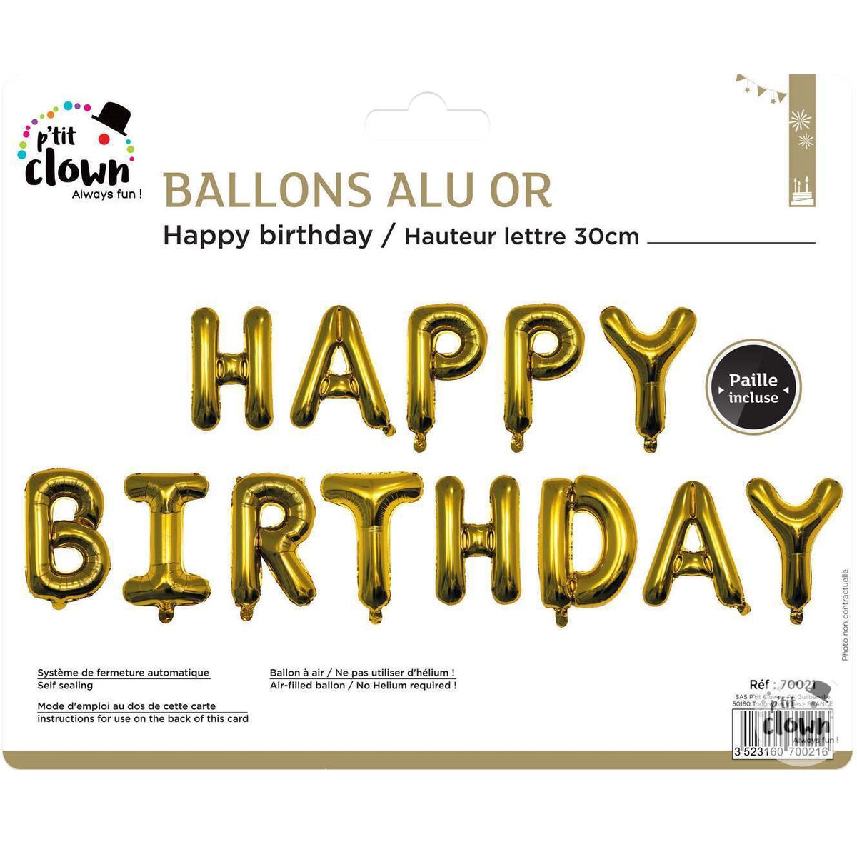Foil Balloons Happy Birthday - Gold