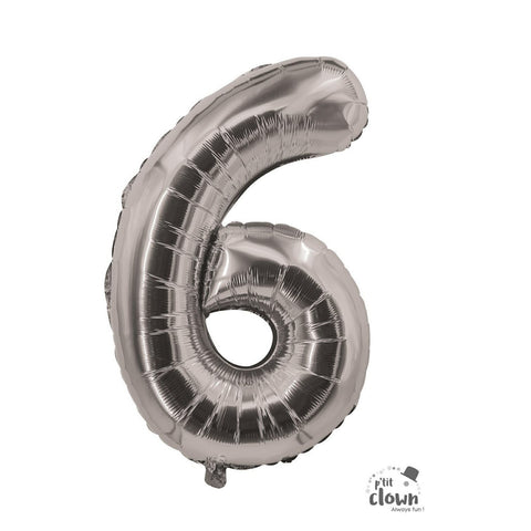Foil Balloon Number Silver S - 6