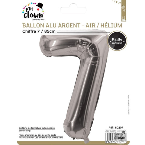 Foil Balloon Number Silver - 7