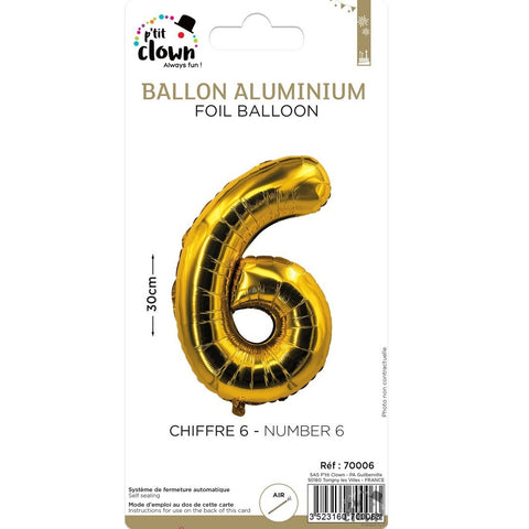 Foil Balloon Number Gold S - 6