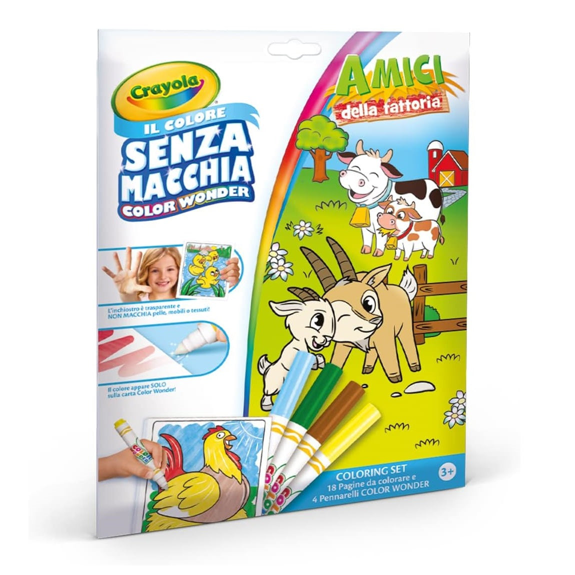 Color Wonder Set Animal Friends, Foldelope, 4 Mini Markers