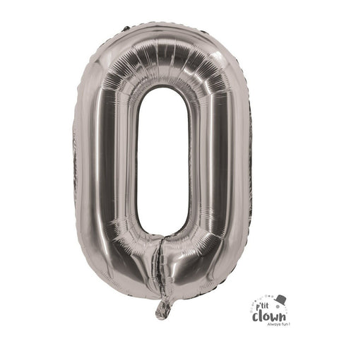 Foil Balloon Number Silver S - 0